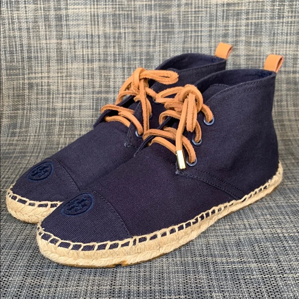 Tory Burch Navy Canvas Espadrille Bootie Sneakers Women’s Size 7.5